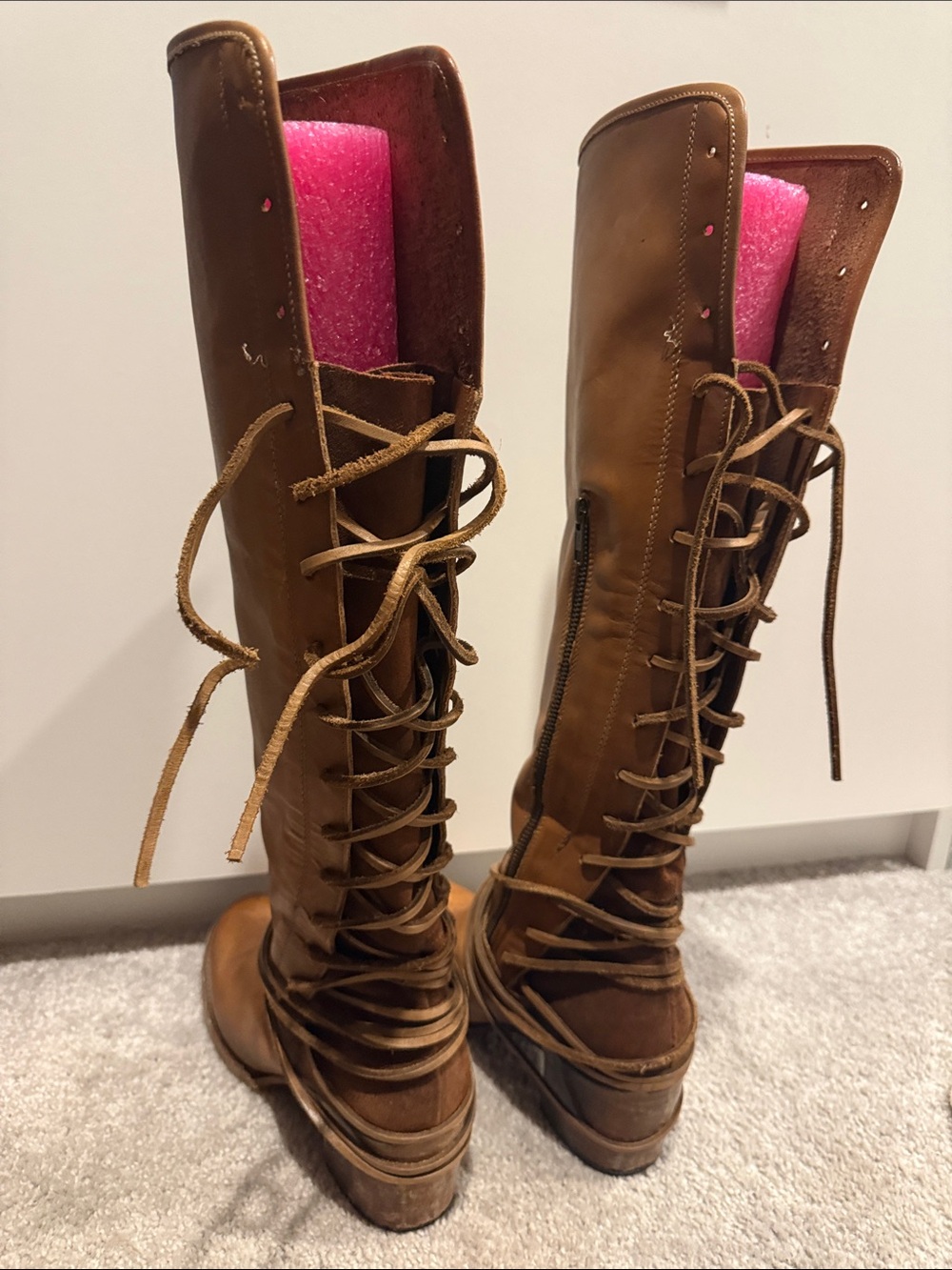 Freebirds Tall Lace-Up Leather Boots in Brown - Picture 2 of 3